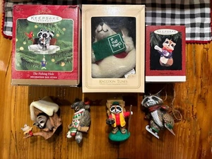 Lot Of 7 Vintage Hallmark Raccoon Keepsake Christmas Ornaments READ DESC - Picture 1 of 6