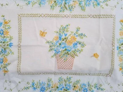 Lady Pepperell Full Sheet Set Basket Floral Butterfly READ - Image 1 of 4