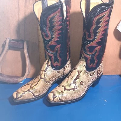 Botas vaqueras para mujer talla: 8 B Ferrini pitón tostado L kb rojo emb U wow artículo: s2543 Foto 1 de 4