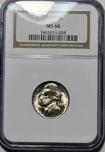 1945 P Silver Jefferson Wartime Nickel NGC MS66 High Grade # A214 Stunning Coin - Picture 1 of 4