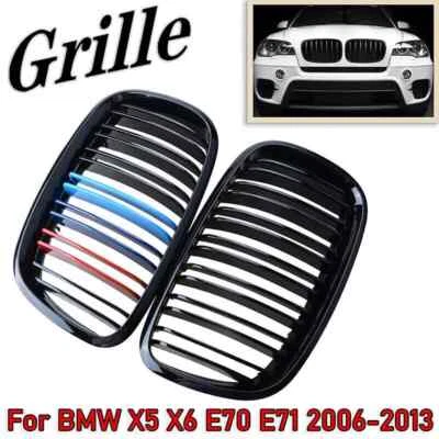 M-Color Style Black Front Kidney Grill Double Slat For BMW X5 X6 E70 E71 2007-13 - image 1 of 4