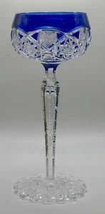 Val St Lambert "Saarbrucken" Pattern Cobalt Cut to Clear Hock Wine Glass EUC - Picture 1 of 8