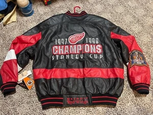 Vrg NWT Detroit Red Wings Stanley Cup Champions Jeff Hamilton Leather Jacket NOS - Picture 1 of 11