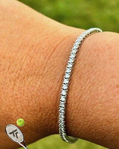 9.30Ct Round Lab Created Diamond 14k White Gold plated Women 925 Tennis Bracelet - Picture 1 of 3