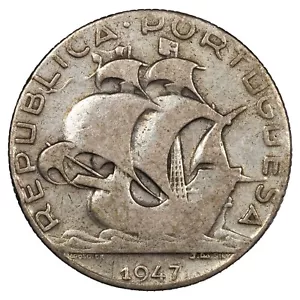 Portugal - 2,5 escudos 1947 argent - caravelle - KM.580 Gomes.R30 pièce monnaie - Imagen 1 de 2