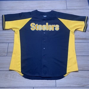 Vintage NFL Pittsburgh Steelers Majestic Button Up Baseball Jersey Men's XXL USA - Picture 1 of 12