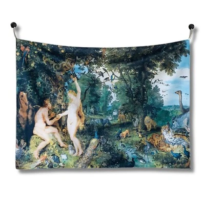 Jardín del Edén Caída del Hombre Tapiz Colgante de Pared Decoración del Hogar Adán Eva Arte De Colección Foto 1 de 4