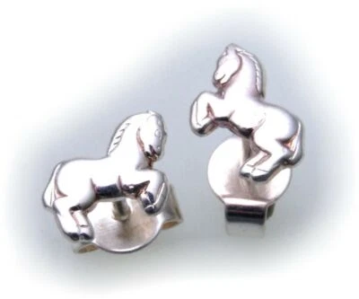 Orecchini A Stecco Cavallo In Argento 925 Argento Sterling Per Bambini Nuovi - Immagine 1 di 2