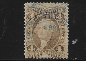 US Scott R20C, 4 Cent Inland Exchange, Brown, Used, NG, F/VF - Picture 1 of 1