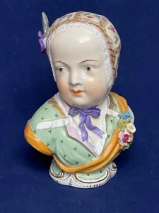 Estatuilla antigua de porcelana sajona de Dresde Carl Thieme busto de la niña siglo XIX - Imagen 1 de 8