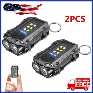 Rechargeable EDC Flashlights (2PCS), Mini Keychain COB Light for Night Use - Picture 1 of 5