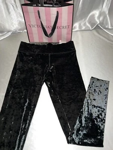 Victorias Secret PINK Crushed Velvet Leggings Black Small - Picture 1 of 1