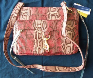 Estuche con embrague para tableta portátil Rebecca Minkoff MAC ¡NUEVO! Bolso de mano rosa melocotón serpiente - Imagen 1 de 12