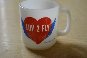 Southwest Airlines Coffee Mug VINTAGE 1981 GLASBAKE LUV 2 FLY THE EAGLES NEST - Picture 1 of 5