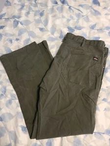  Men's Dickies 5 Pocket Work Dungaree Jeans Pants 42 x32 Reg. Fit Gray/Green - Picture 1 of 5