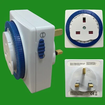 1x 24 Hour Programmable Segment Timer Switch On/Off Function UK Mains 3-pin Plug - Image 1 of 4