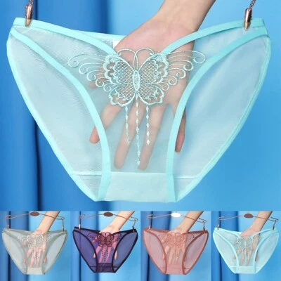 Damen-Slips mit Spitze getrimmt durchsichtig in großen Größen atmungsaktiv un - Bild 1 von 4