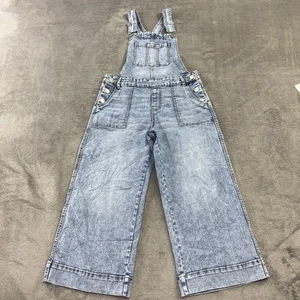 Jordache Jeans Overalls Girls L (10-12) Blue Denim Bib Wide Leg Carpenter VTG - Picture 1 of 16