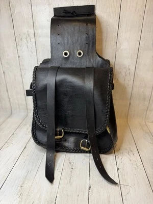 Alforja de cuero negra Willie and Max vintage hecha en EE. UU. Foto 1 de 4