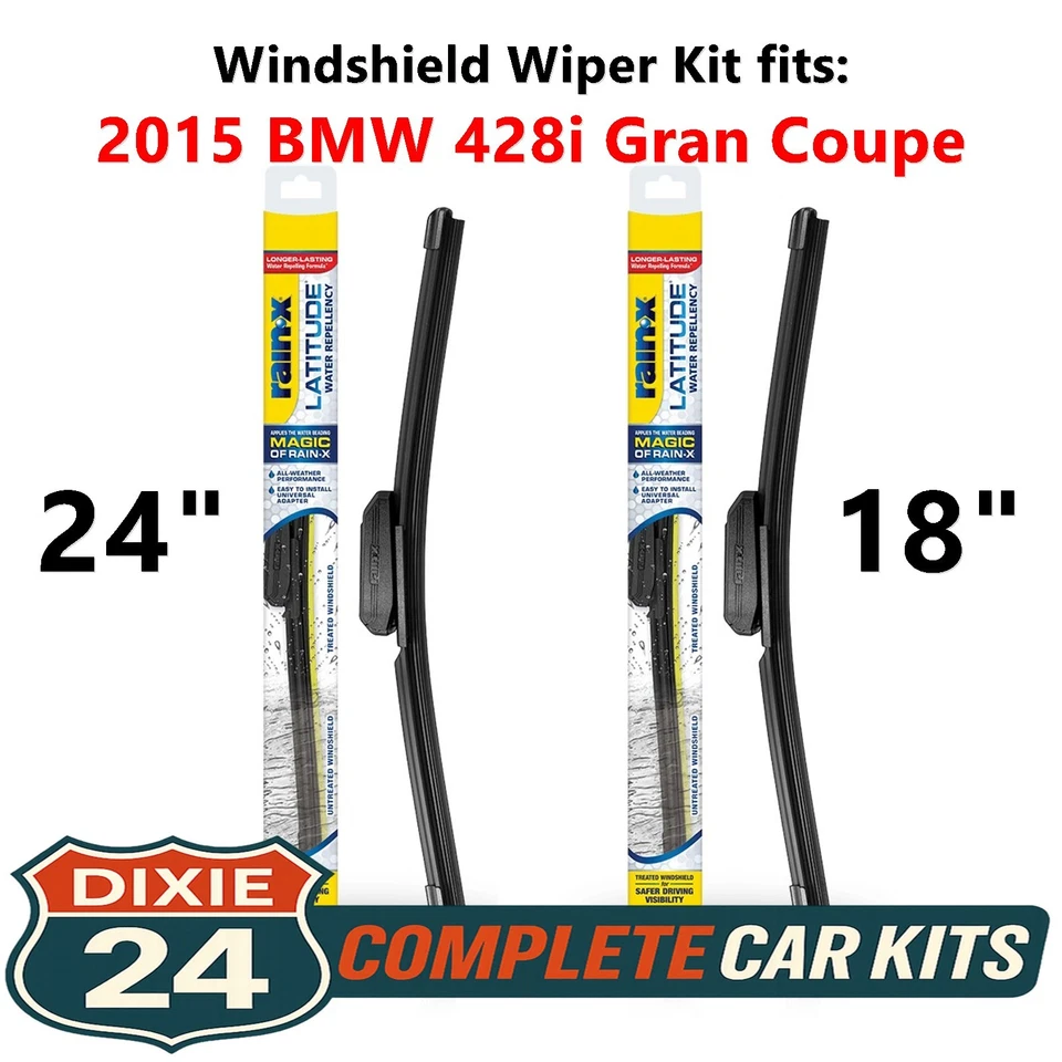 Rain-X Latitude 2-n-1 Wiper Kit fits: 2015 BMW 428i Gran Coupe (24" & 18") - Imagem 1 de 4