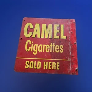 Vintage CAMEL CIGARETTES SOLD HERE Double Sided Flange Store Display Sign Metal - Picture 1 of 13