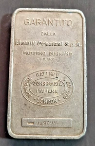 Barren 100 Gr. SILBER .999 Edelmetalle JOHNSON MATTHEY London - Bild 1 von 2