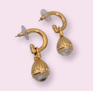 Joan Rivers Gold Hoop Clear Ball Drop Earrings - Picture 1 of 2