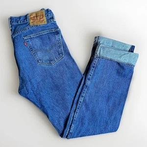 Levi's 505 Jeans Uomo 34x36 Blu Bianco Rovere Cono Denim Made in USA Vintage Zip - Foto 1 di 19