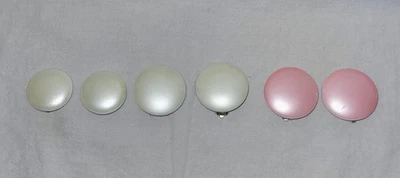3 Vintage Pearlized Button Style Plastic Clip Back Earrings  - Image 1 of 4