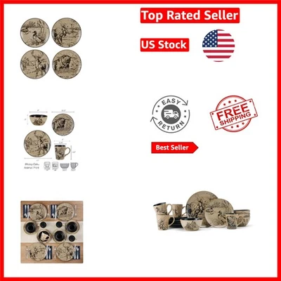 Everyday Elegance: Juego de vajilla con estampado de animales de 16 piezas para 4 - Apto para lavavajillas Foto 1 de 4