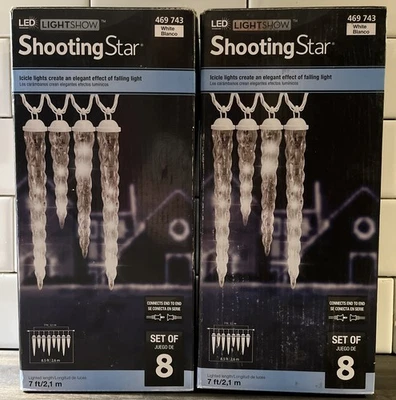 2 Boxes GEMMY LED LIGHTSHOW 8 SHOOTING Star LIGHTS Falling ICICLE Open Box - Image 1 of 4