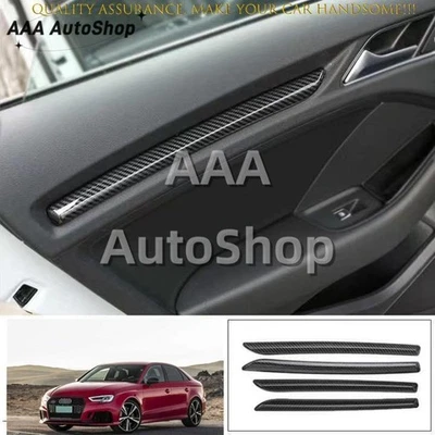 For Audi A3 S3 RS3 2014-2019 Carbon Fiber Inner Door Panel Strip Cover Trim 4PCS - Image 1 of 4