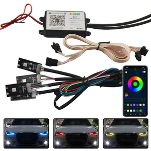 For Audi A4 2013-2016 RGB LED DRL Boards Multicolor Angel Eye Headlight Retrofit - Picture 1 of 7