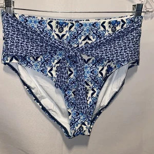 Jantzen Blue Ornament Tie Up Fon Bikini Bottom Swim Size 14 - Picture 1 of 8