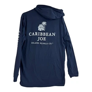 Caribbean Joe Island Supply Co Hoodie T Shirt XL Long Sleeve Blue Pocket A62 - Imagen 1 de 3