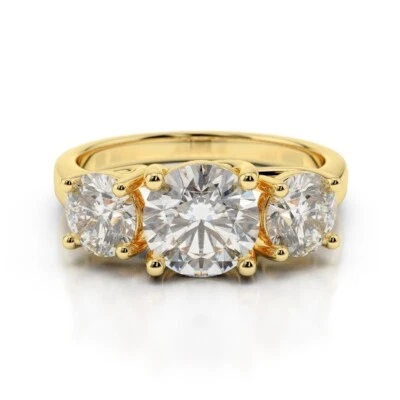 2.00  Ct Round Cut Lab Created Diamond Anniversary Ring 14k Yellow Gold Size 8 - Image 1 of 4