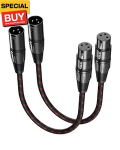 XLR Cable Short, Mic Cord 1 ft 2 Pack, All Length from 6inch to 100ft, Braided B - Picture 1 of 7