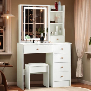 Dressing Table Large Mirror Makeup Dresser Vanity Modern Home Furniture - Picture 1 of 9