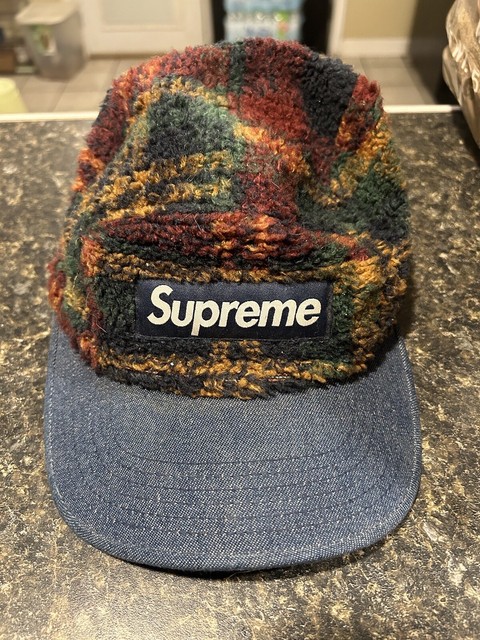 RARE* SUPREME RED DENIM 5-PANEL HAT mens womens running now retro cap