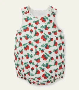 Frill Woven Romper Ivory Vintage Strawberries mini boden - Picture 1 of 3