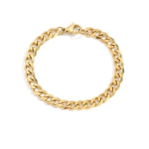 18k Gold Plated Cuban Link Trendy Minimalist Bracelet & Gifts For Women - Picture 1 of 3