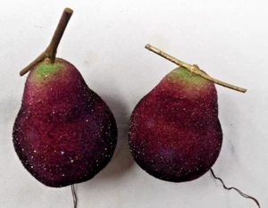 2 Vintage Wire-On Purple Pear Shaped Christmas Ornament 4 1/2" Tall - Picture 1 of 3