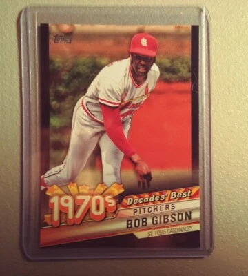 2020 Topps Series 1 Decades' Best Insert Bob Gibson Black Parallel /299 Cardinal - Image 1 of 2