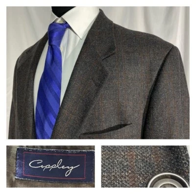 Coppley Plush Wool Brown Custom Sport Coat Jacket Rust Check Canada 46-47 - Image 1 of 4