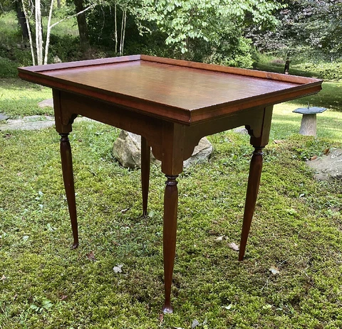 Vintage Queen Anne style tray top tea table Wilcox Cabinet Works  Marion Kansas Cover