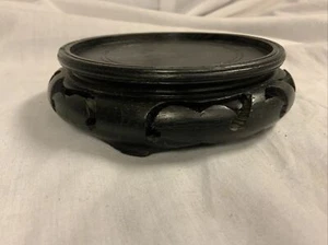 Vintage Chinese Wood Display Vase Lamp Stand Fits 3.5" - Picture 1 of 7