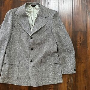 VTG Pendleton Mens Blazer Sport Coat 3 Button Jacket Gray 38 / 40 Casual Suit