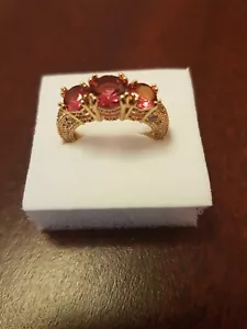 14K GOLD RUBY DIAMOND RING. M-O-Q-S-T. LAB CREATED. UK - Picture 1 of 3