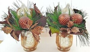 Kirkland Christmas Floral Arrangements In Mercury Glass Vases Set Of 2