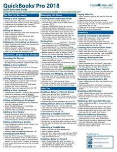 QuickBooks Pro 2018 Training Guide Quick Reference Card 4 Page Cheat Sheet - Picture 1 of 4